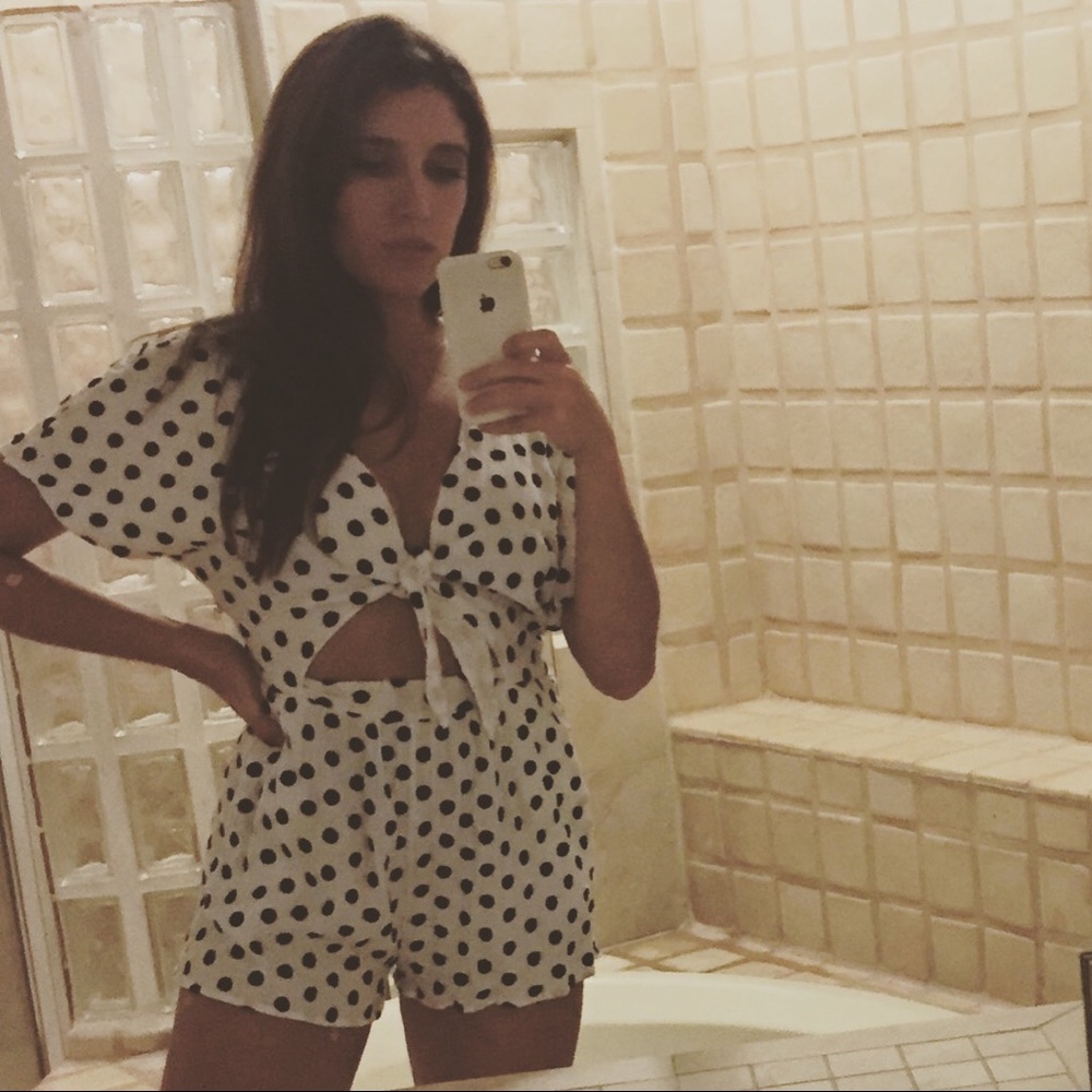 Mara Hoffman polka dot embroidered mini romper